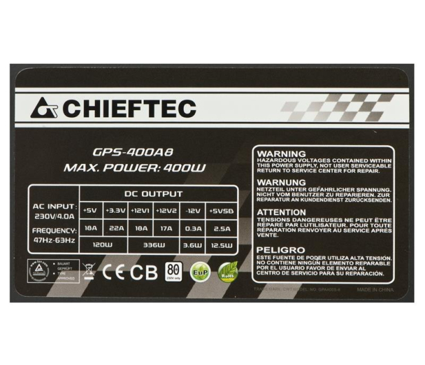 Chieftec Smart Series 400W 80 Plus - 119910 - zdjęcie 5